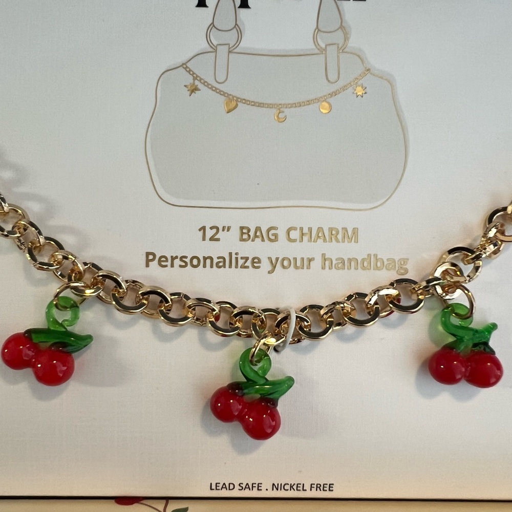 Piper K Gold Cherry Bag Charm NIB - Picture 3 of 5